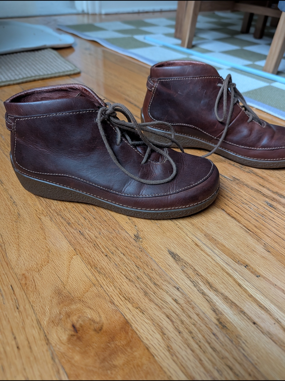 Duluth Trading Co Brown Leather Ankle Booties with Lace - Picture 1 of 6